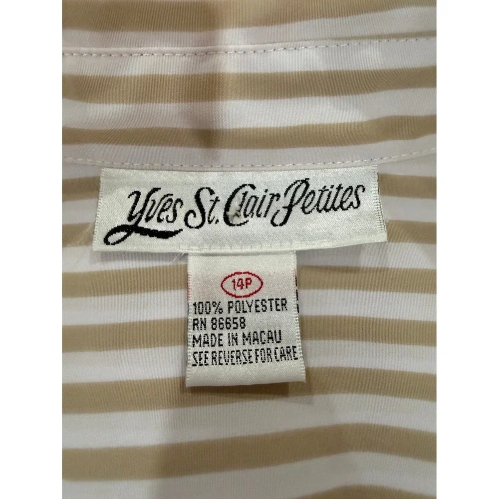 Yves St Clair Petites‎ Womens Striped Button Up Roll Tab Sleeve Shirt Top 14P